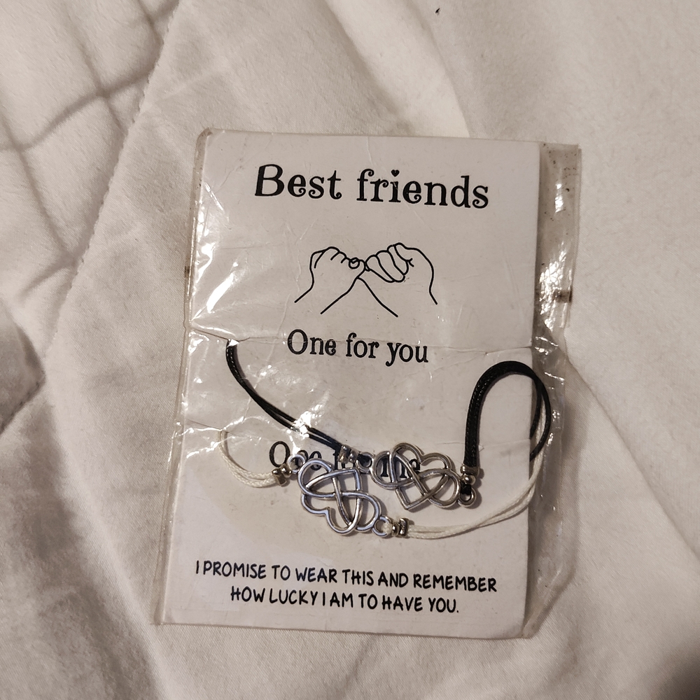 Best Friends Knot Bracelet Set - Silver and Black